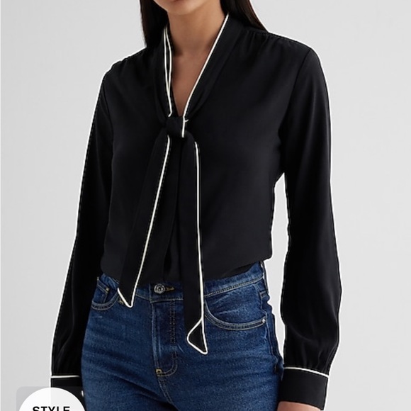 Express The Portofino Shirt Long Sleeve. Relaxed fit black Small NWT $58 - Picture 4 of 4